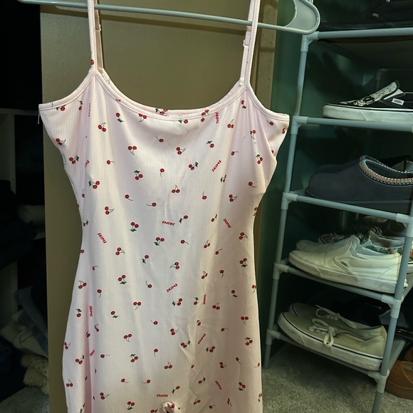 SHEIN Pink Cherry Print Chemise - Picture 5 of 7